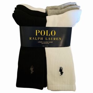 Polo Ralph Lauren Mens 6 Pack Classic Sport Embroidered Crew Socks Multi Color